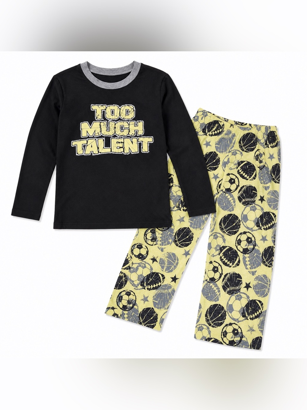 Boys Circo Pajama Set Size Medium Sports Football Soccer Basketball Black Yellow